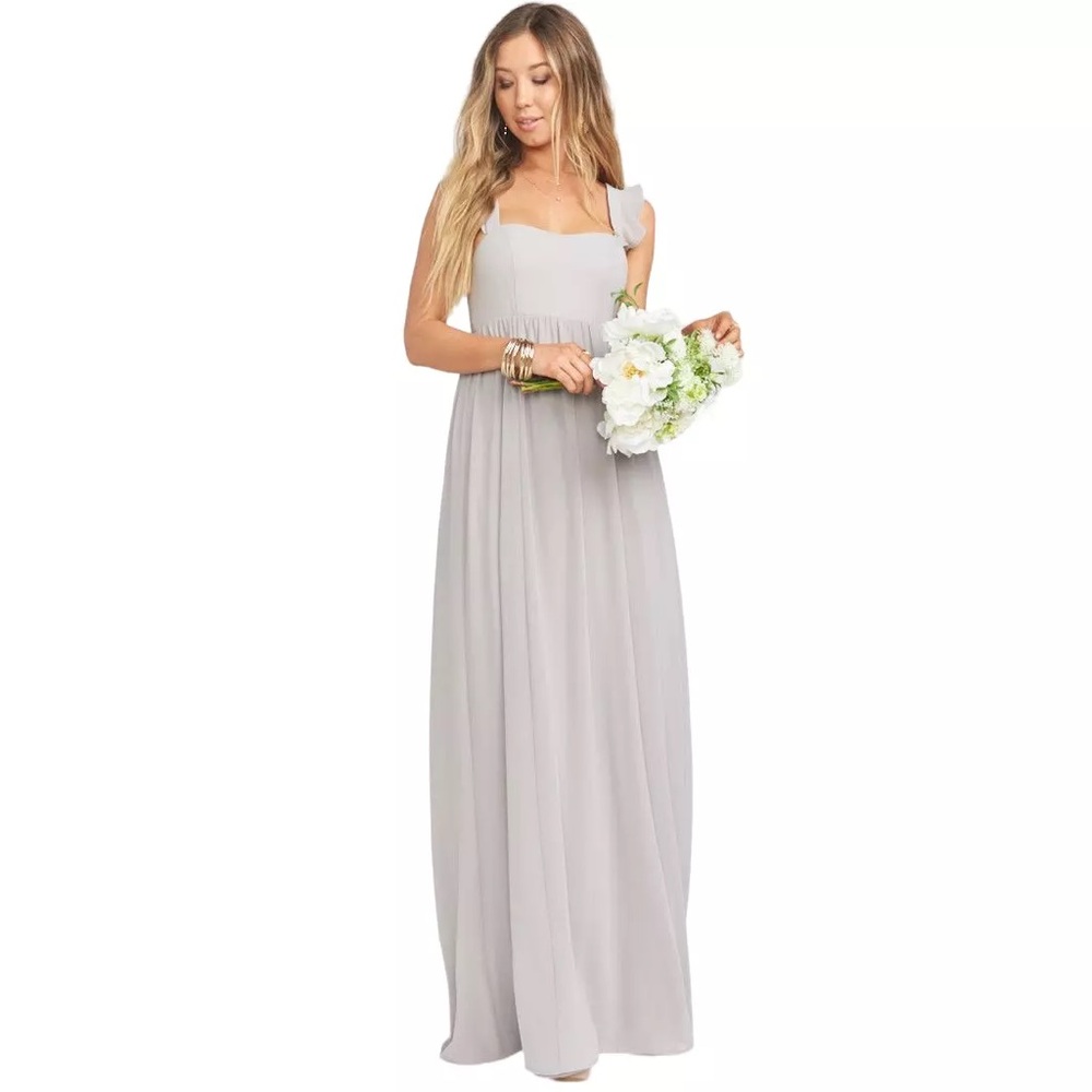 Show Me Your Mumu June Maxi Dress - Dove Grey Chiffon